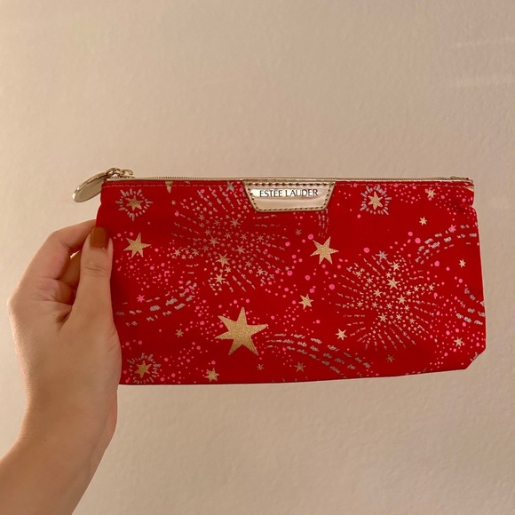 Estee Lauder Handbags - Estee Lauder Red Gold Star Constellation Cosmetics
Makeup Bag- NEW!